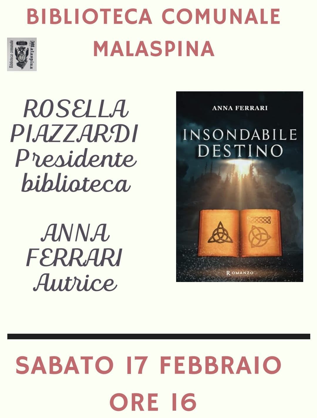 Presentazione libro - "Insondabile destino" di Anna Ferrari